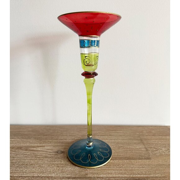 Colorful Tall Glass Candle Holder - Picture 1 of 4